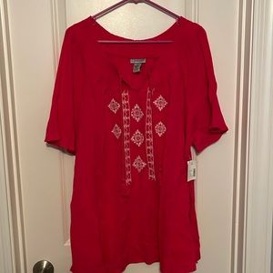 Pink-ish/red gauze top